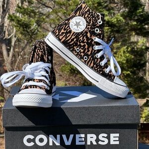 Converse CTAS High Leopard Print Canvas Casual Sneaker Womens 5 | 6 | 7.5 NEW